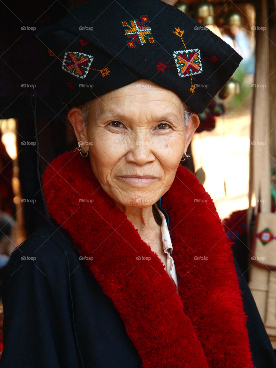 The woman from Yao village in traditional clothers