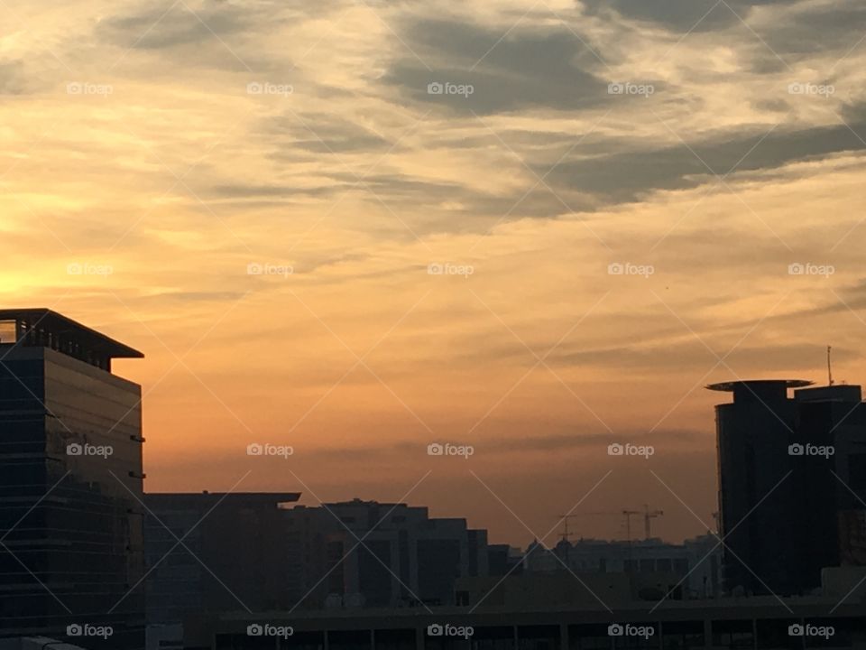 Orange sky from Dubai, UAE