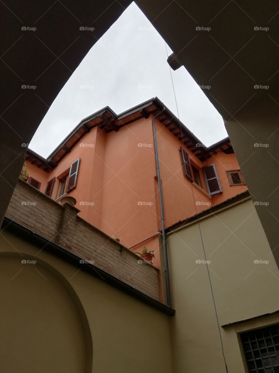 A view of a courtyard in an ancient building just renewed