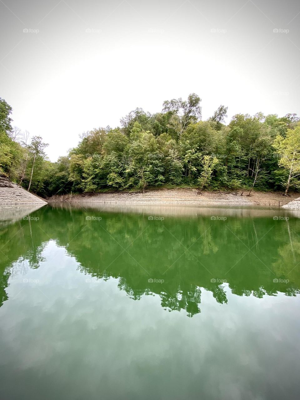 The lowering level of Lake Cumberland at the end of summer