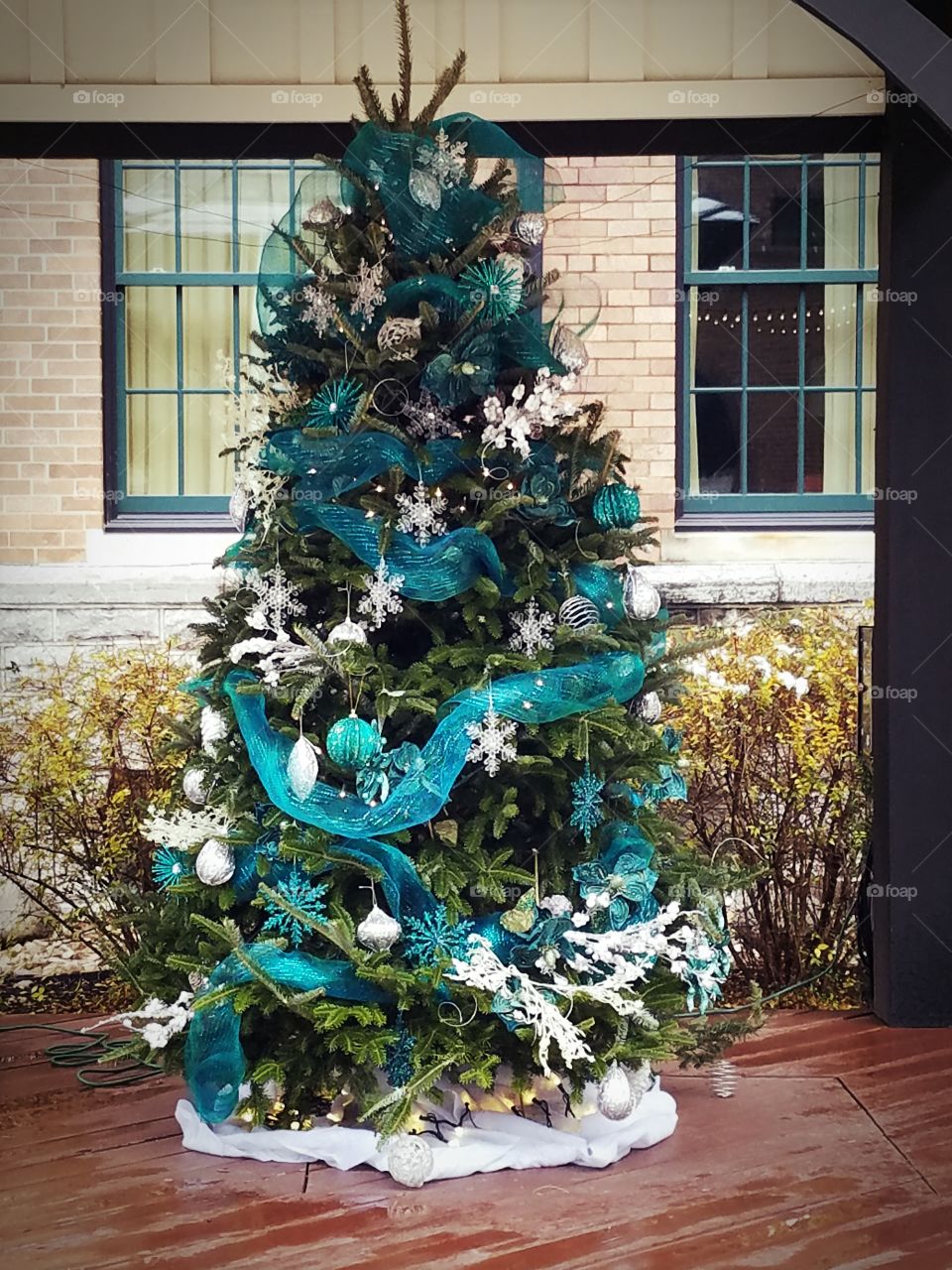 Blue and silver decorated Christmas tree