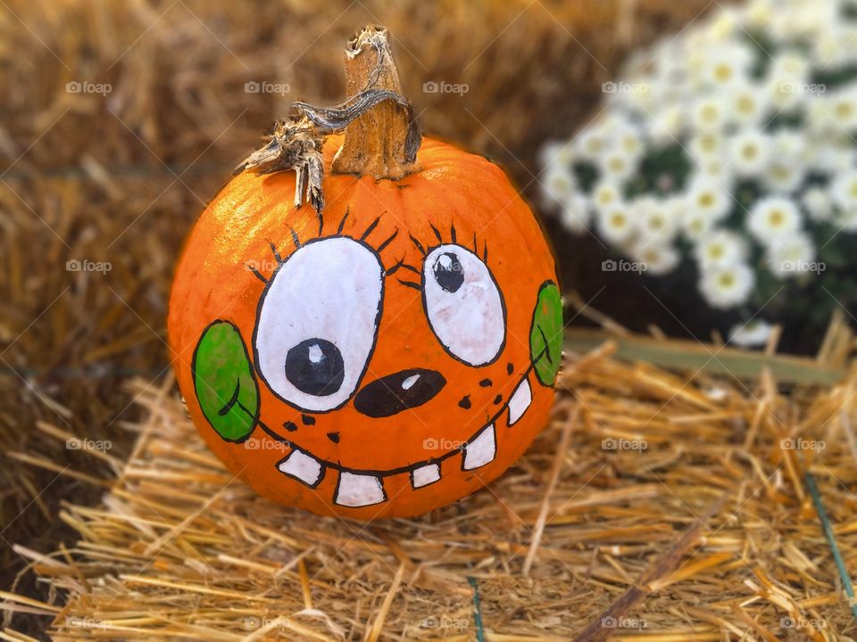 Crazy eyes Halloween pumpkin - painted pumpkin