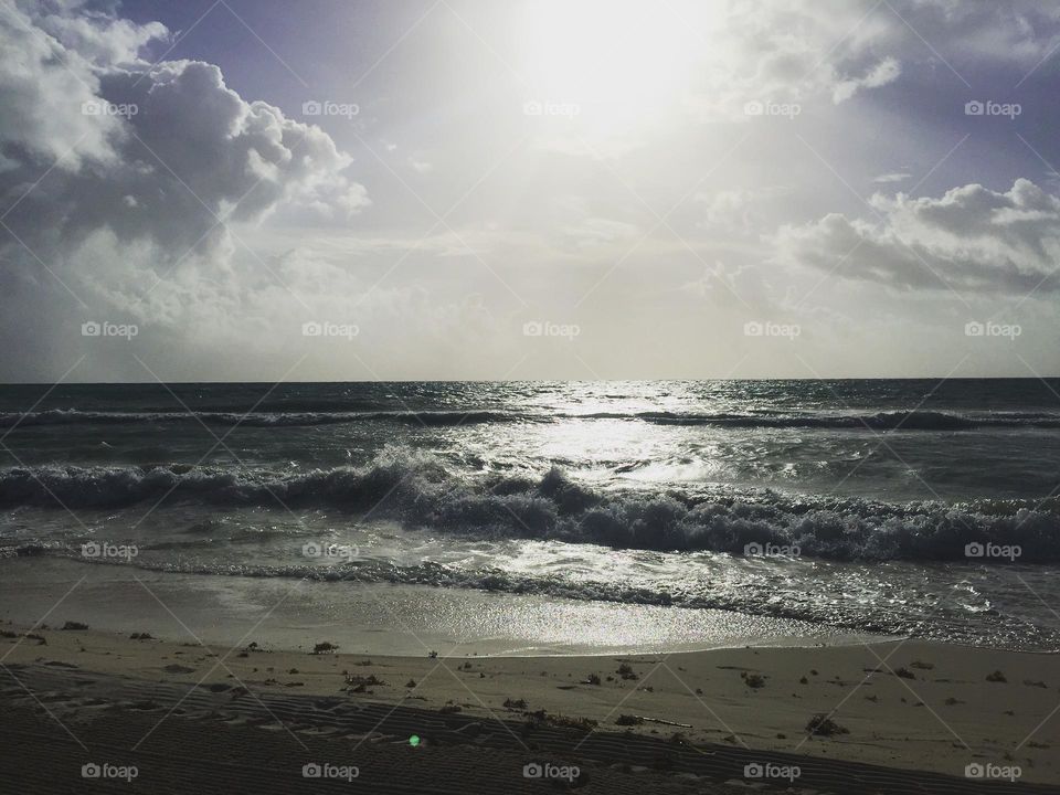 Looking out into the ocean late in the day.
