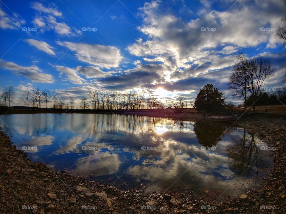 Clouds reflected on lake