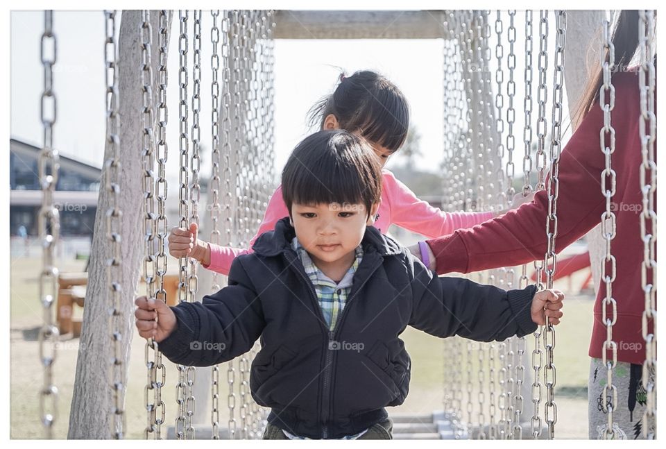 Japanese kids on playground