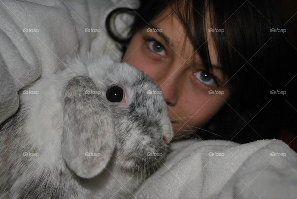 Girl and rabbit