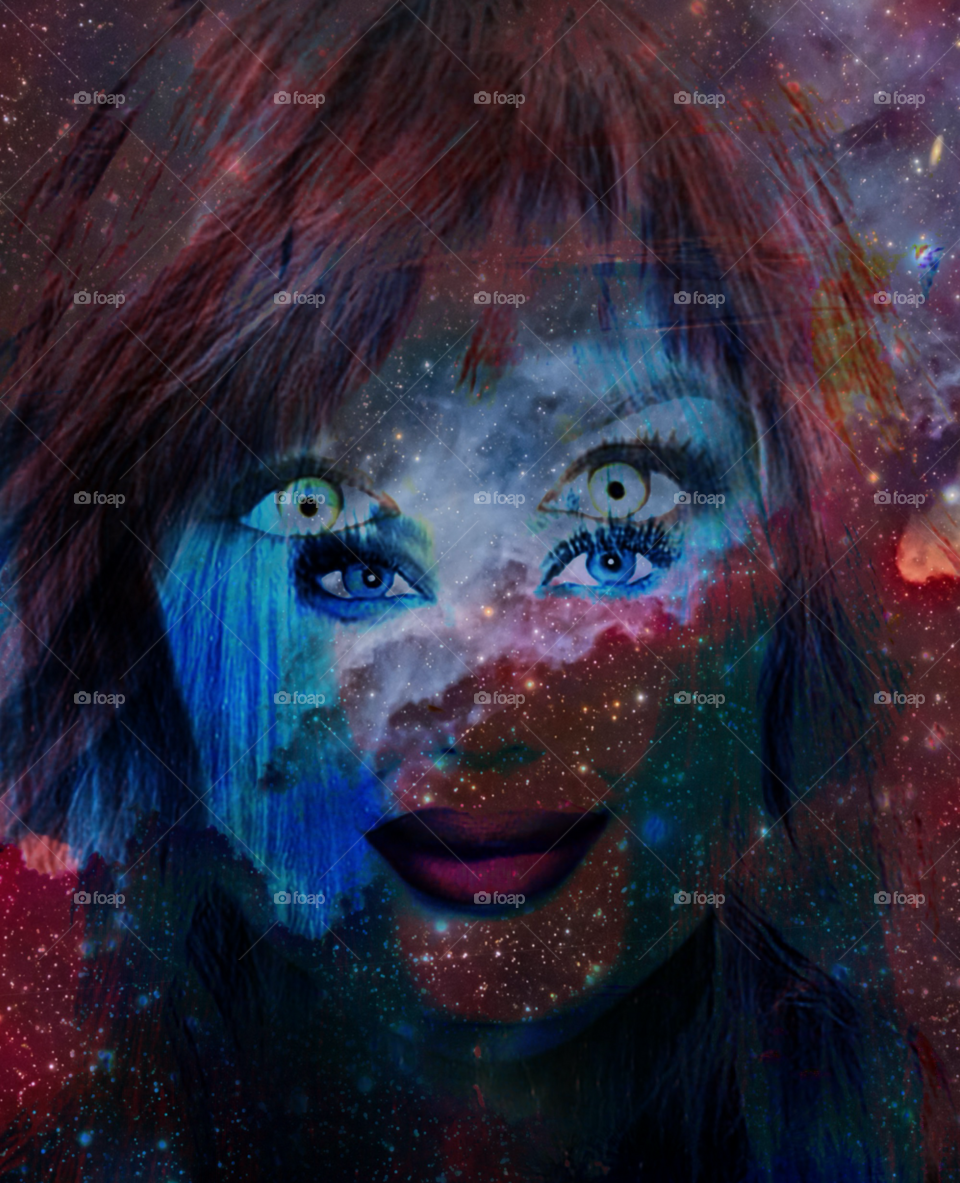 Spooky women’s eyes in a galaxy.