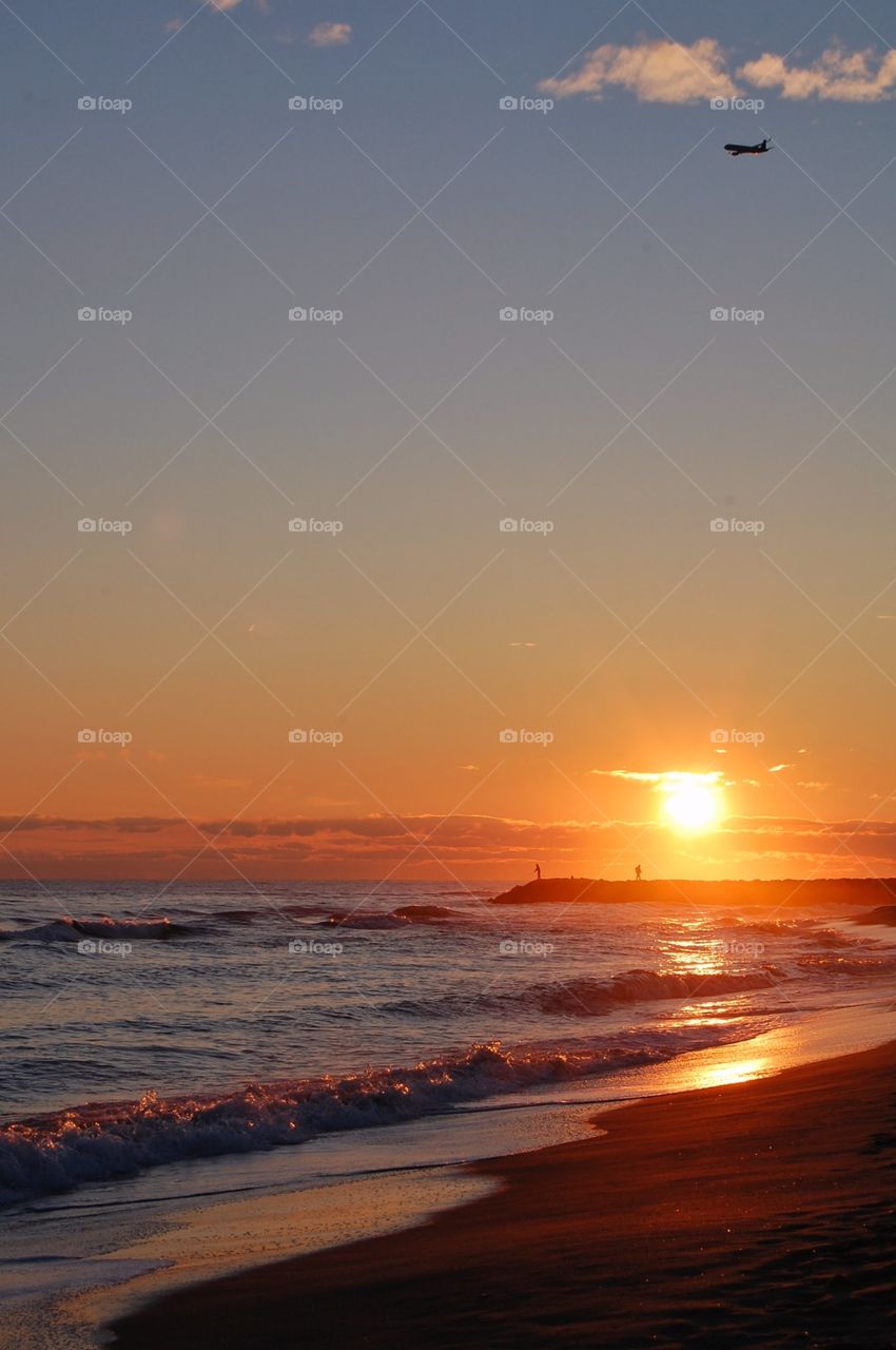 Landscape during sunset on the beach 