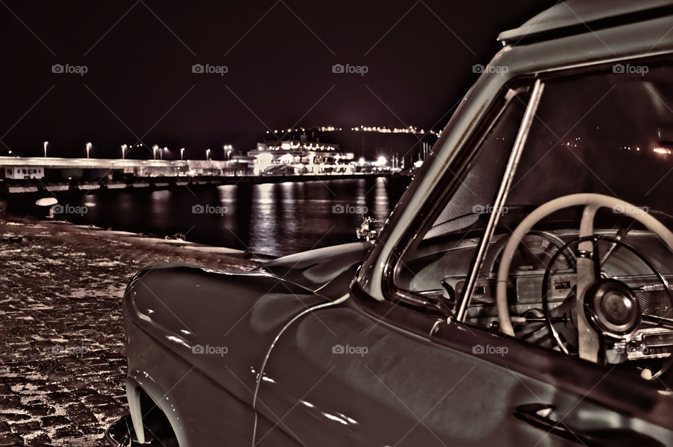retro car on the pier