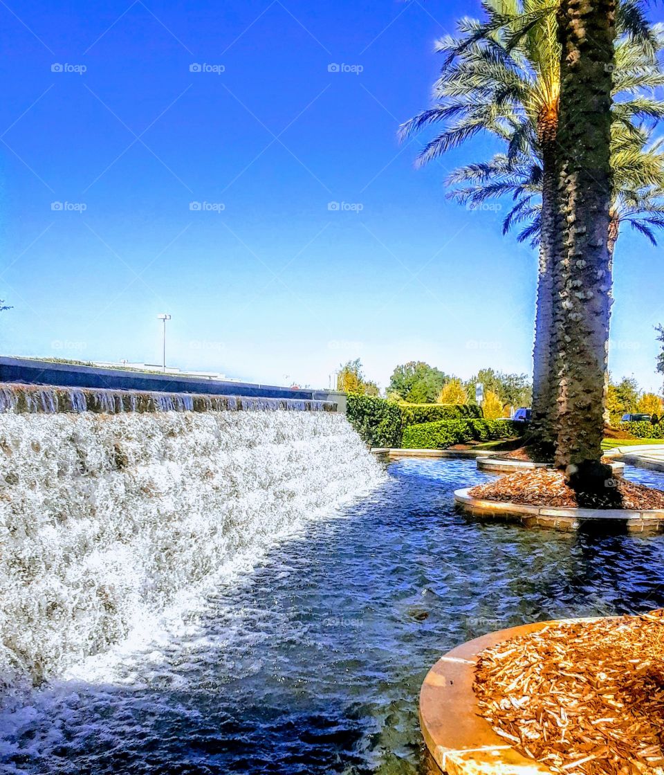 decorative waterfalls at mall at millenia,orlando florida