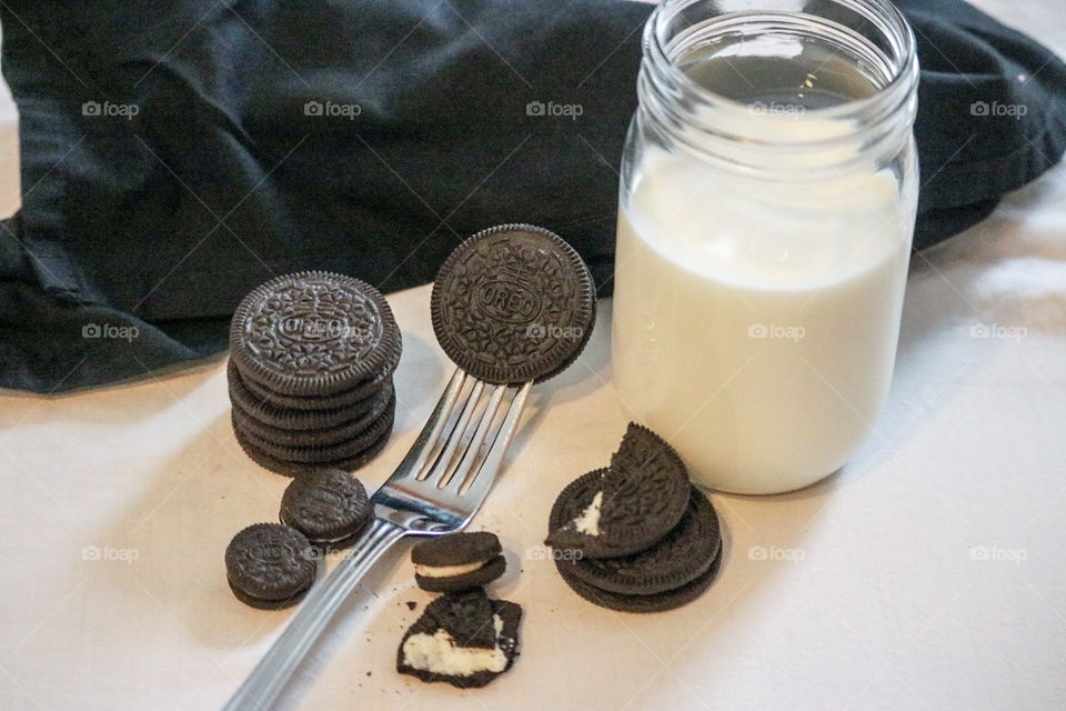 Oreo Cookies and Milk