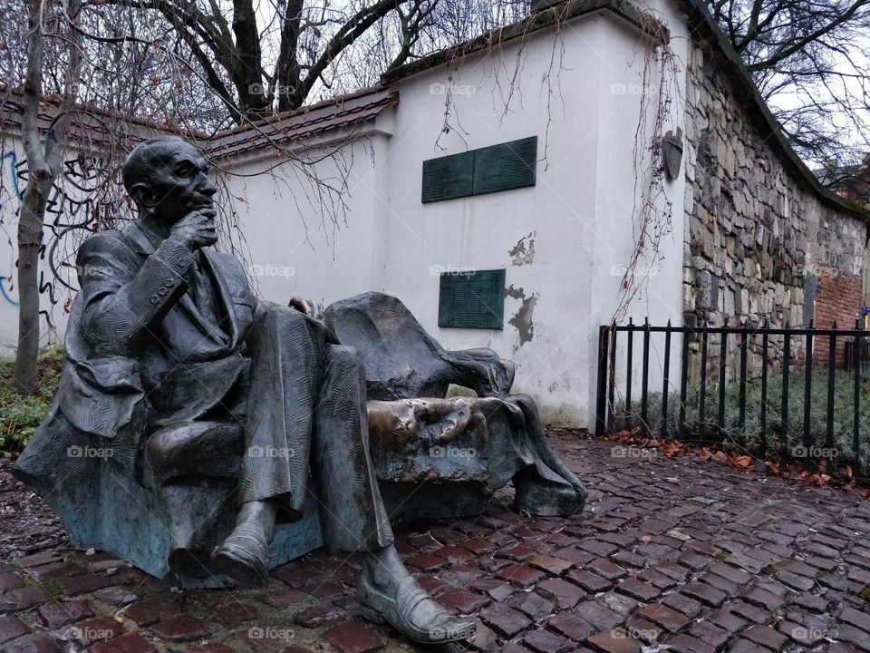 Krakow Jewish Quarters Kazimierz, statue of Jan Karski