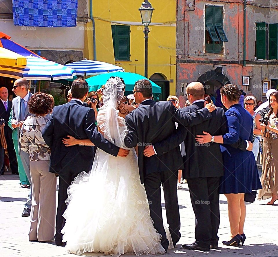 We were lucky to witness an Italian wedding ceremony held on the open square of Vernazza, a village in Cinque, Terre, Italy 