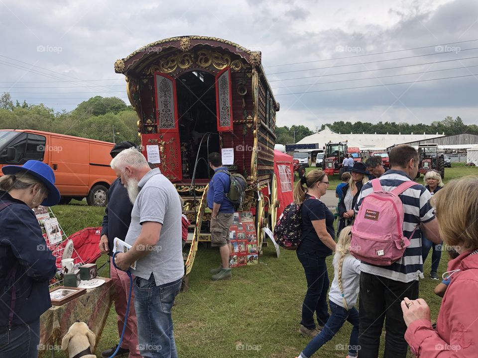View from the front entrance of this very traditional gypsy caravan.