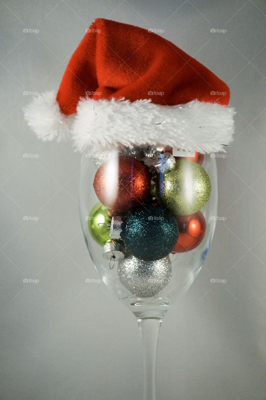 Christmas ornaments with Santa hat 