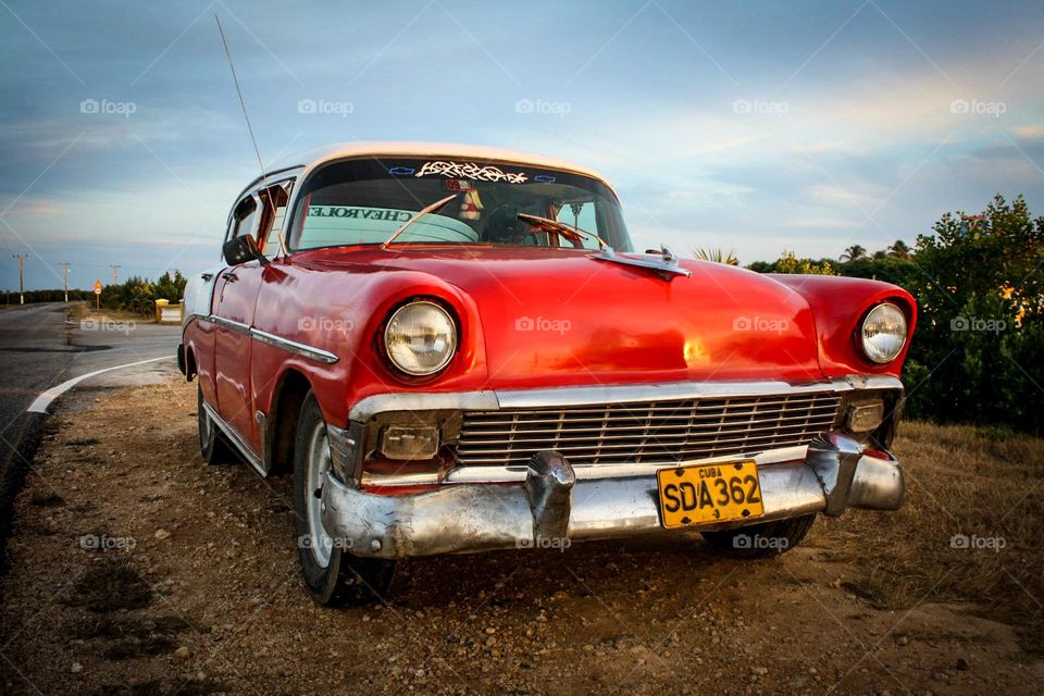 Red classical car