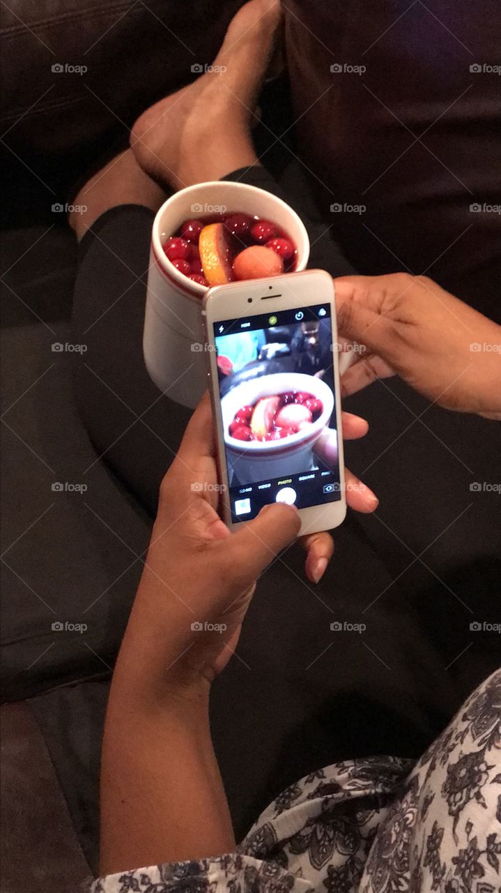 Caught my auntie taking a picture of the thanksgiving sangria I made! Slow cooked for 2hour