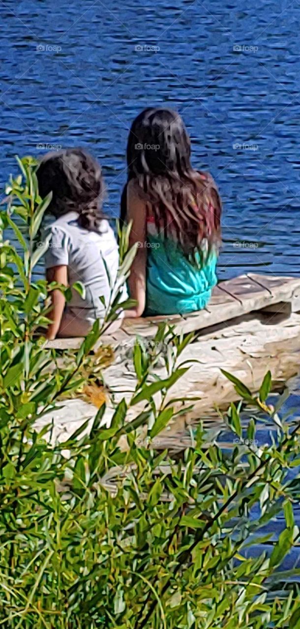 Hanging out on the dock at the lake. love  family .