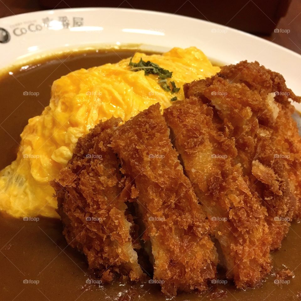 Pork Tonkatsu Omelette Curry by Coco Ichibanya