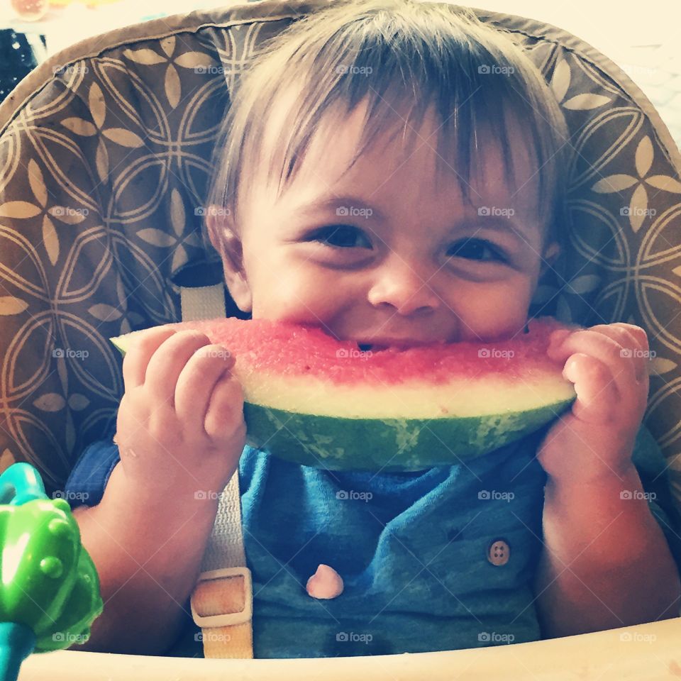 Watermelon Smiles. My nephew enjoying his first ever piece of
Watermelon 