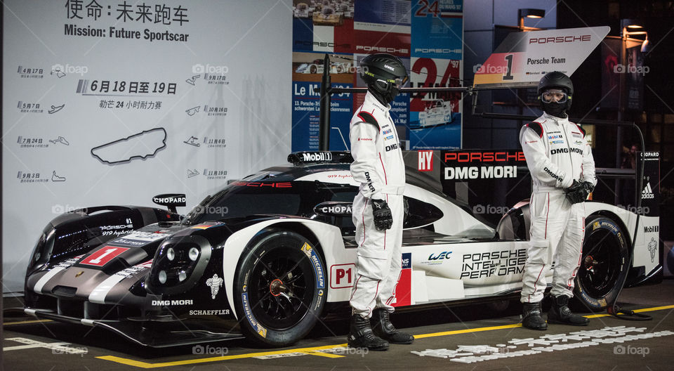 Porsche, 24 hour race car, promotion in Beijing, Le Mans race car