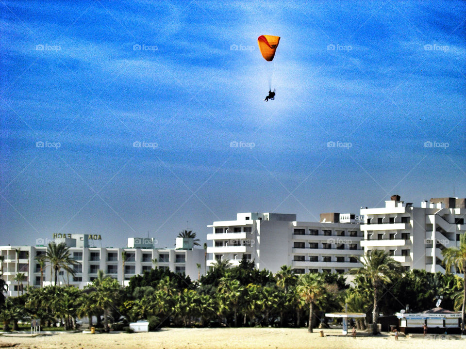 Parachuting over Nissi beach, Ayia Napa.