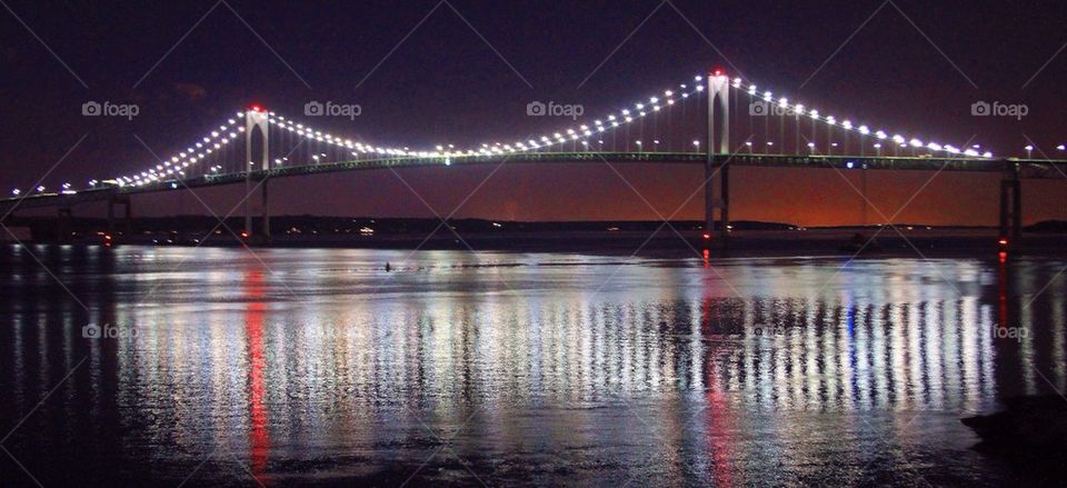 Newport Bridge at night