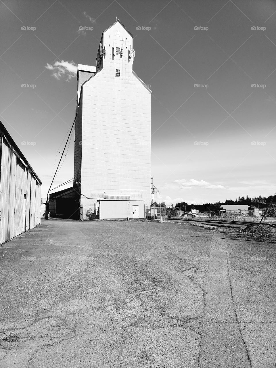 black and white silo