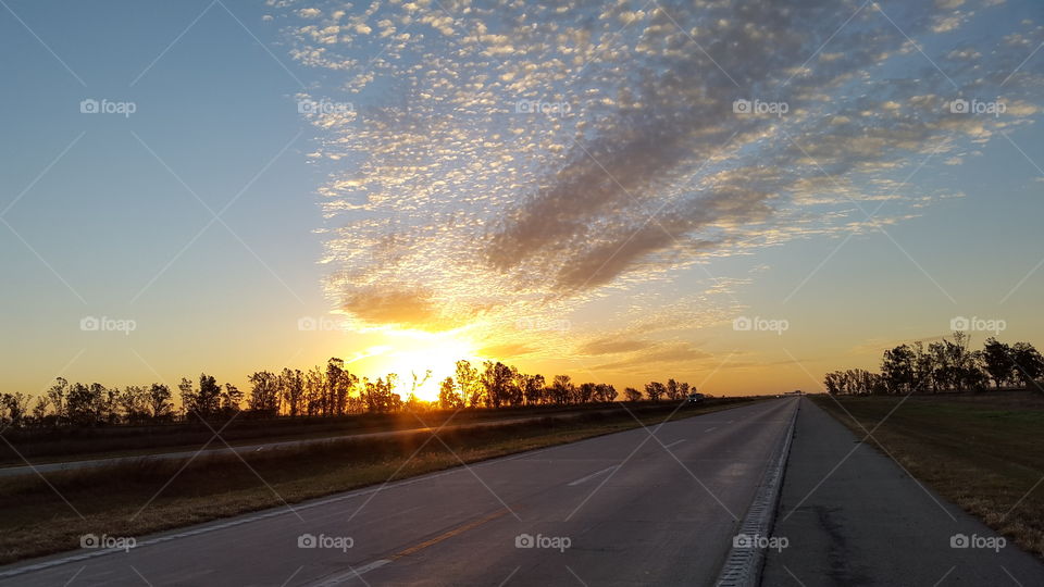 sunset. sunset on road