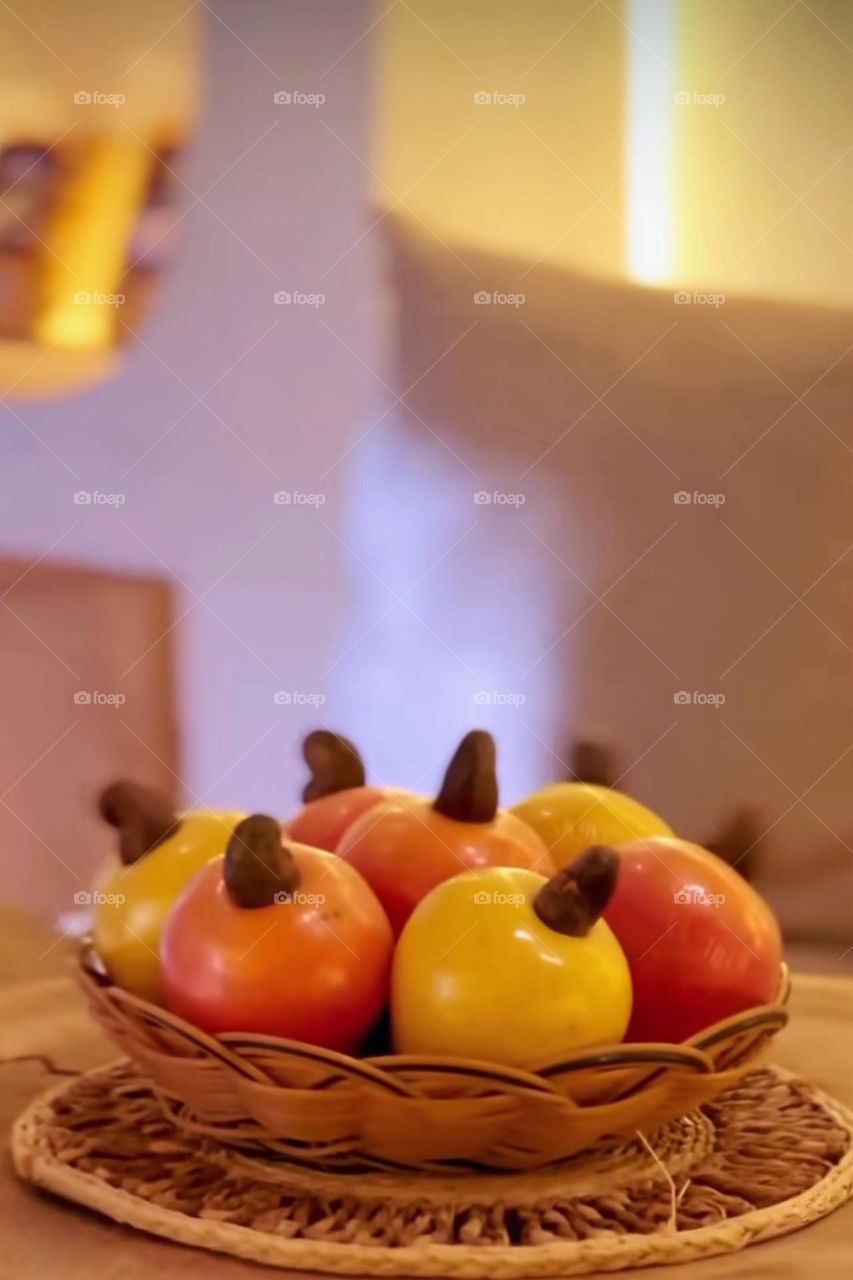 cashews inside the basket on the table