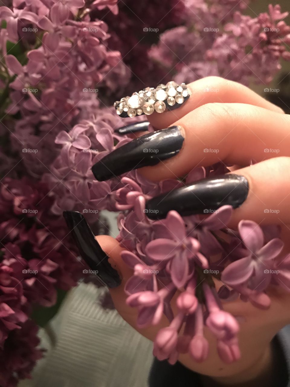 Lilac with black nails