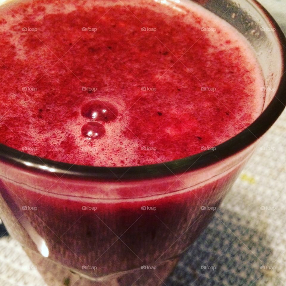 Close-up of red smoothie
