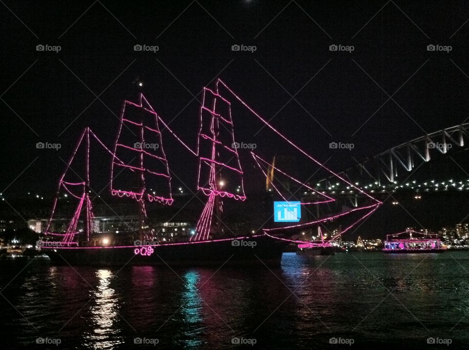 Tall ships on New Years Eve Sydney Harbour