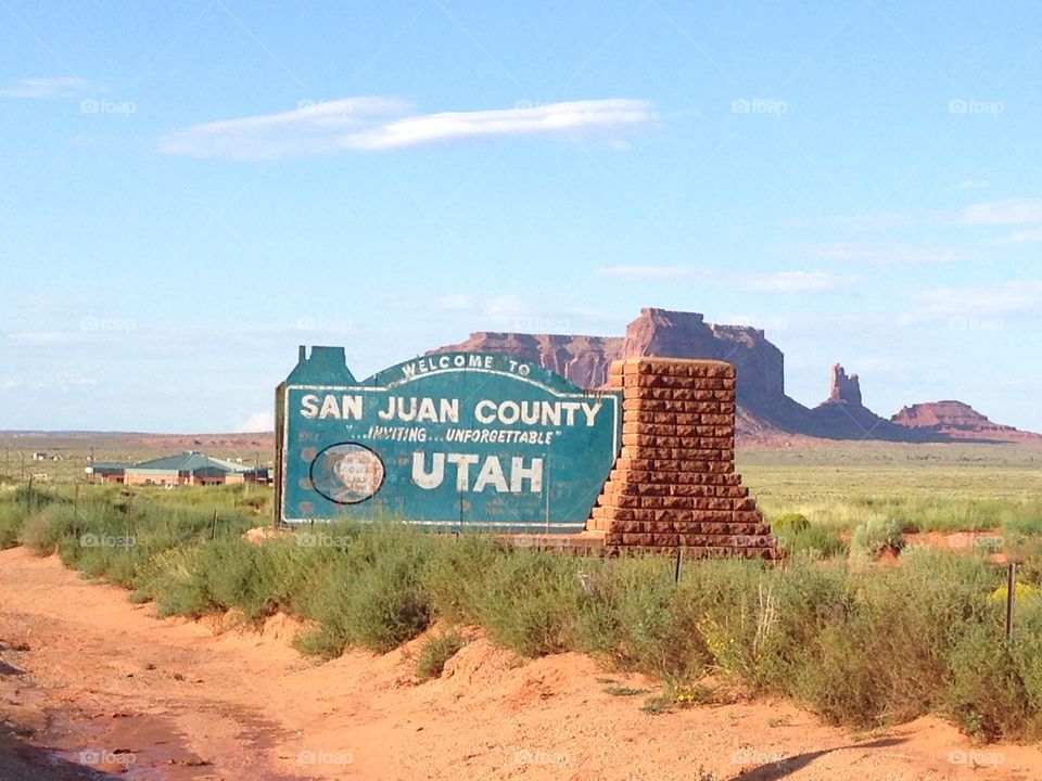 San juan county sign placed in the desert