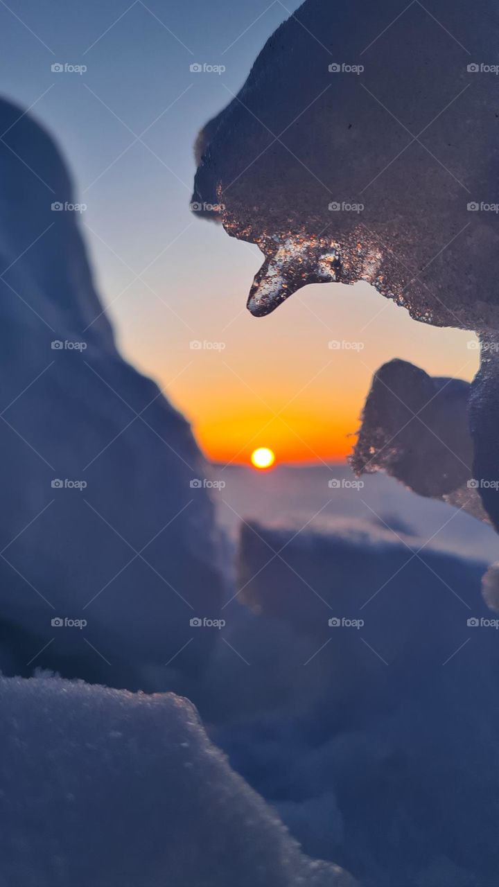 sunset in ice