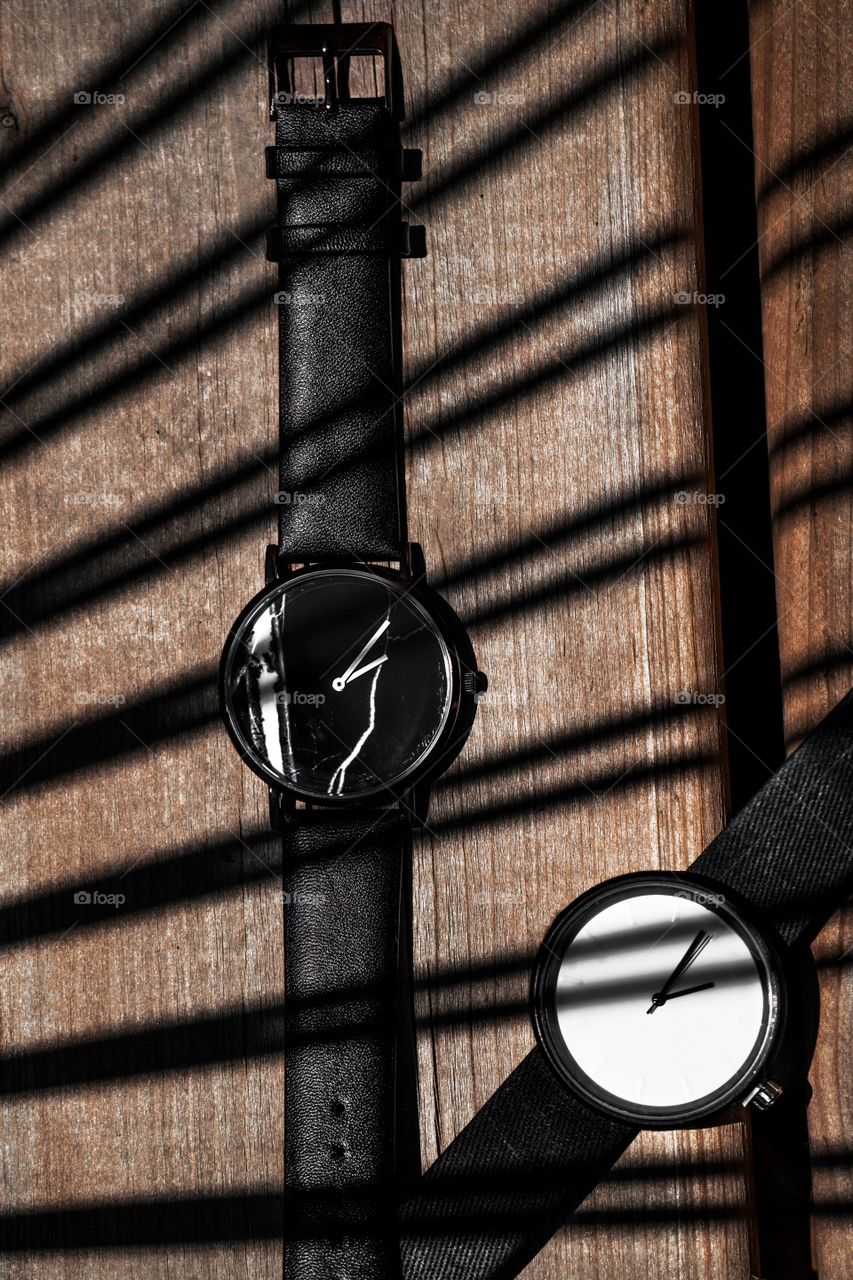 Black and white wrist watch