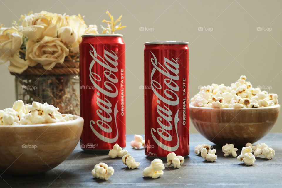 Coca-Cola Original Taste and popcorn