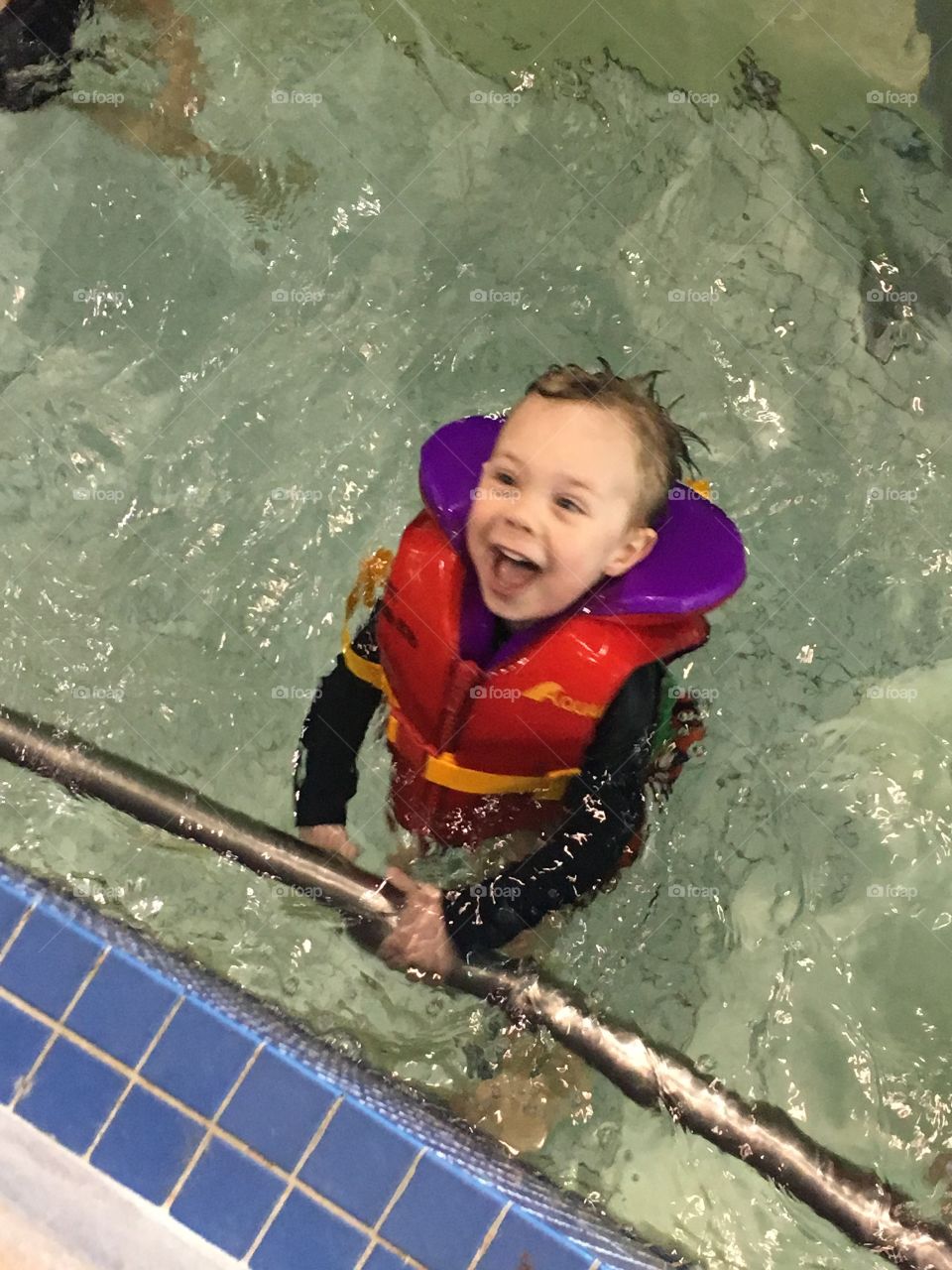 Swimming lessons at the pool 