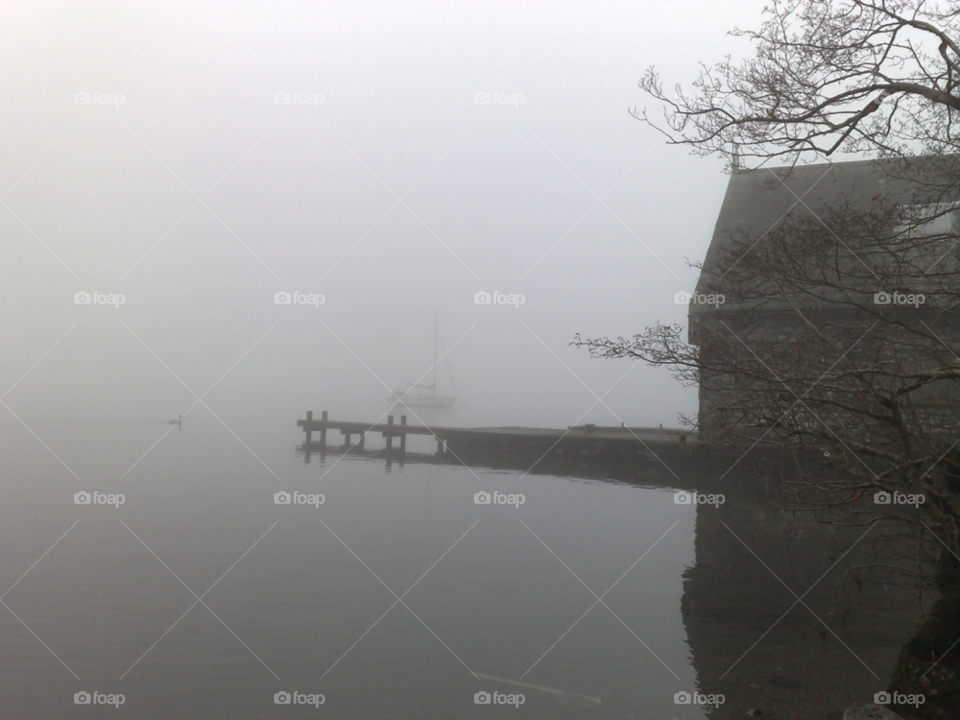 winter fog early morning lake windermere by jamethyst