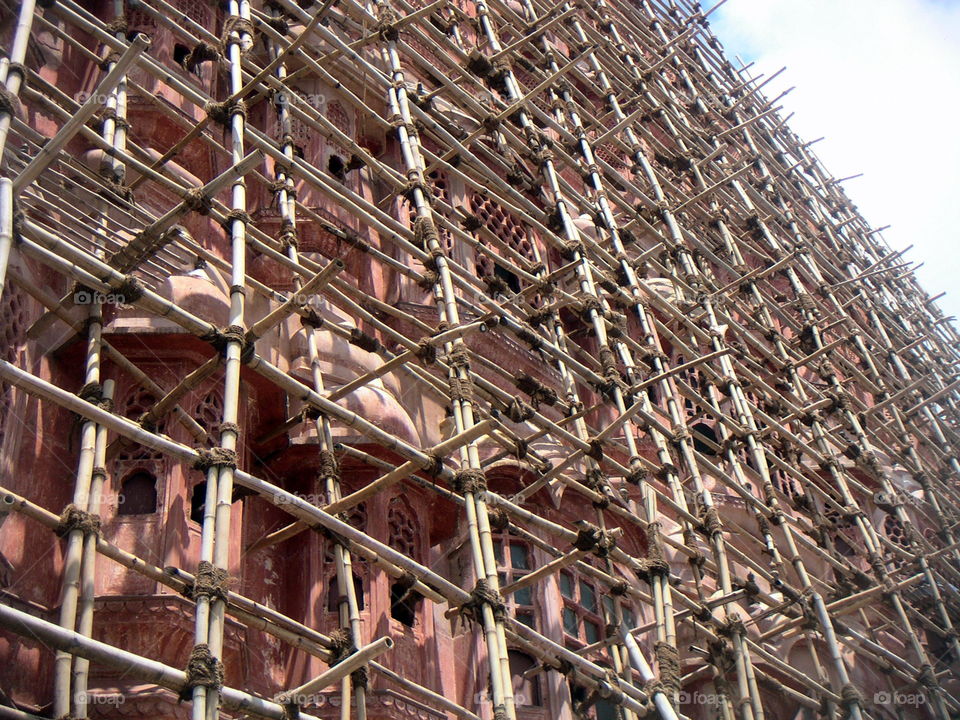 echaffaudages en bois a Jaipur inde