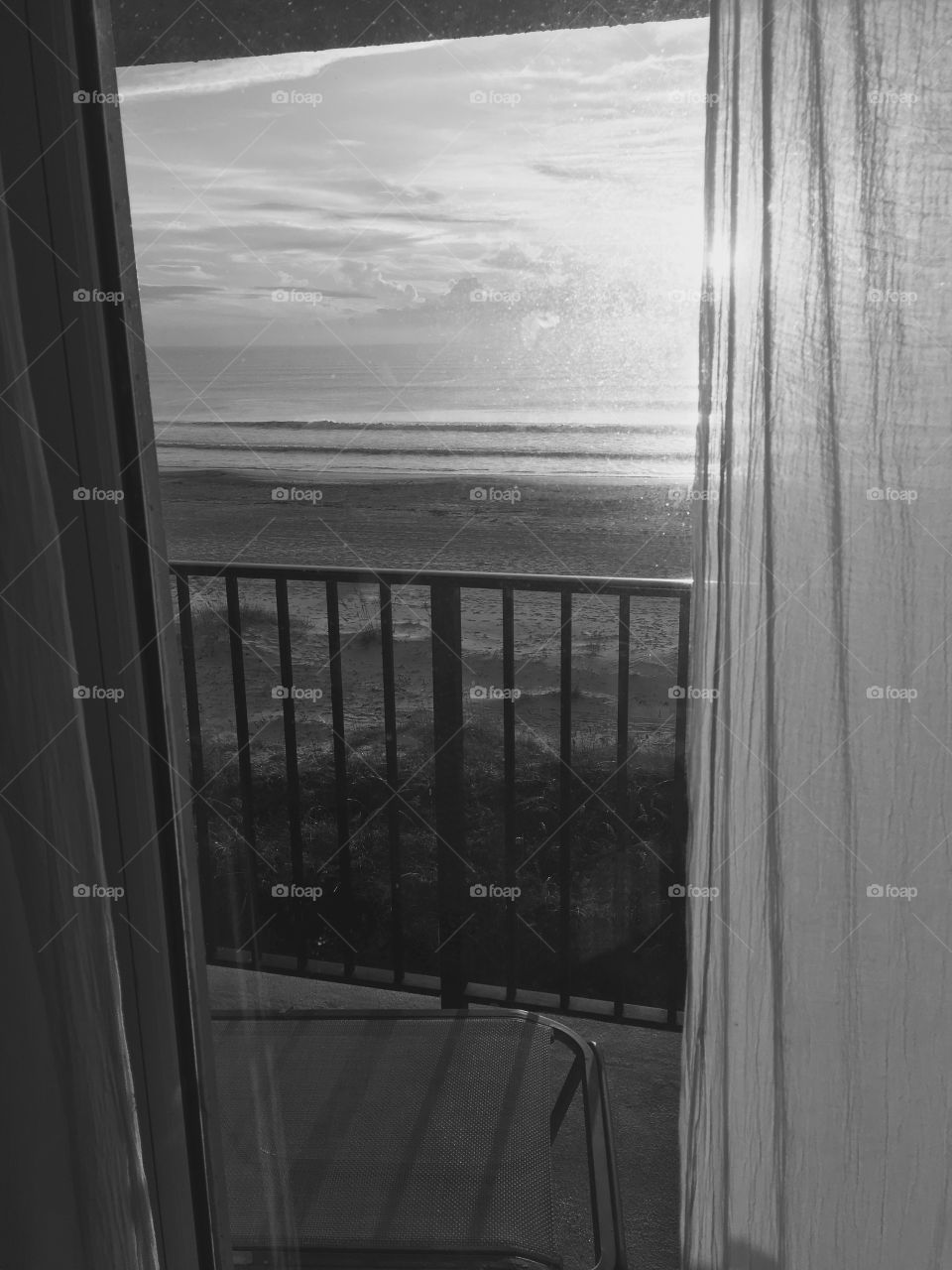 Beach through window