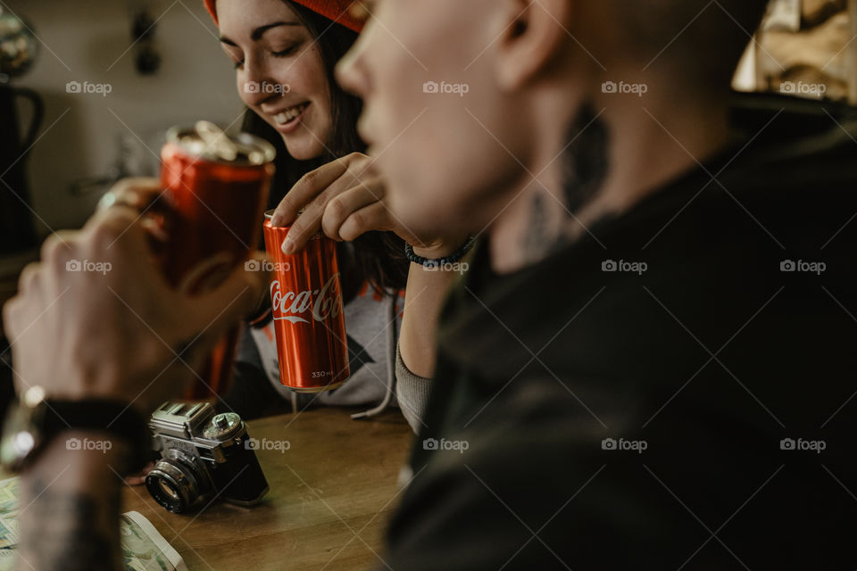 having fun with coca cola