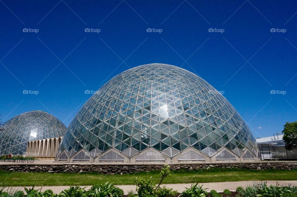 Architecture. Domes & Green Grass Blue Sky