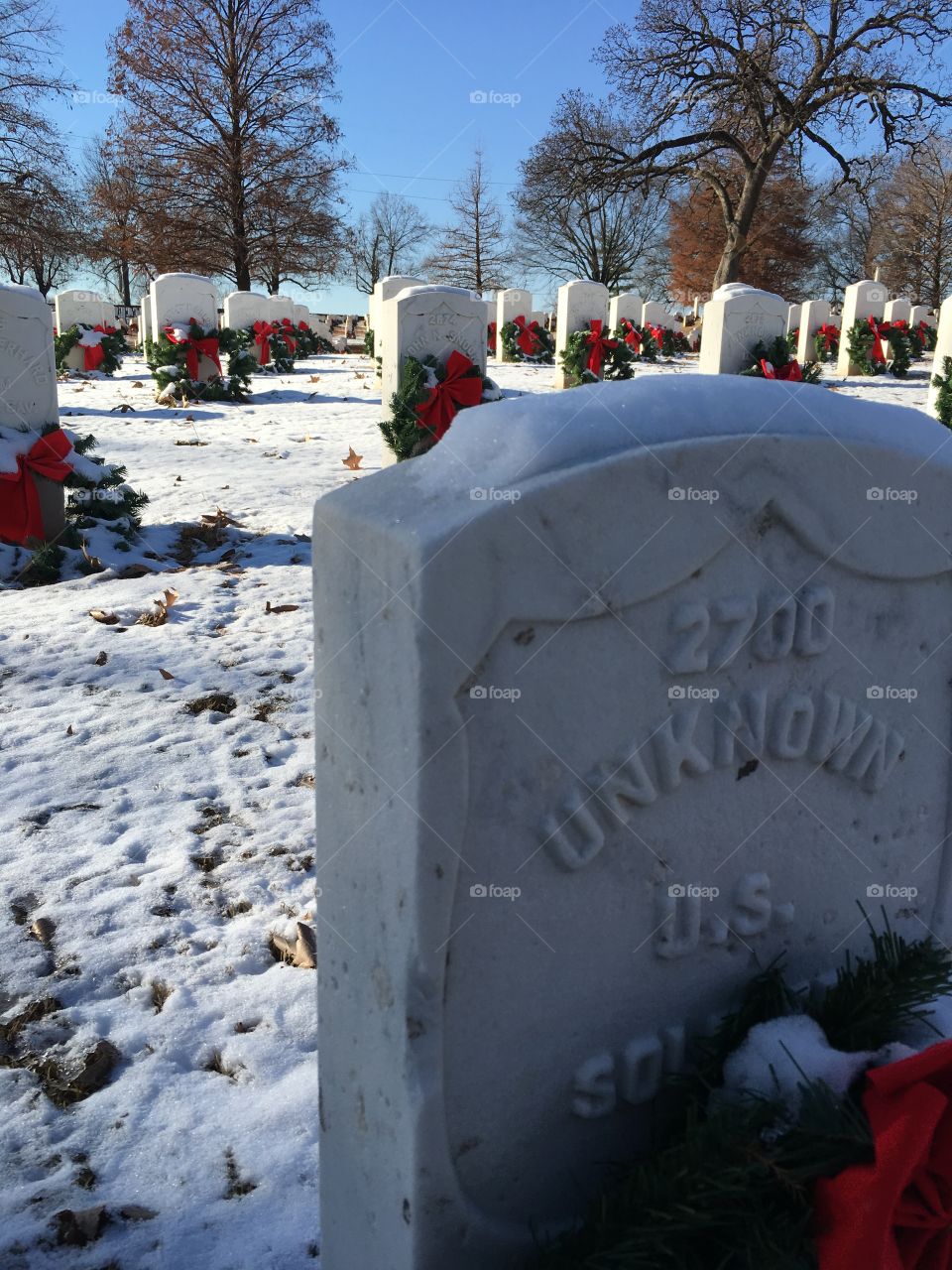 Headstone of unknown soldier at Fort Smith National Cemetery in Arkansas 