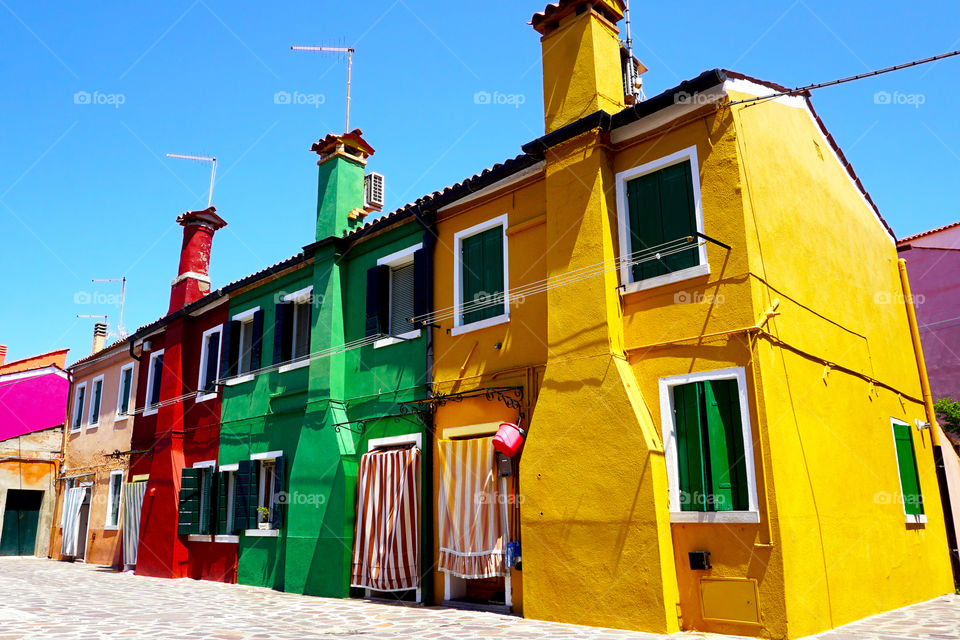 Colorful building architecture in Burano, Italy