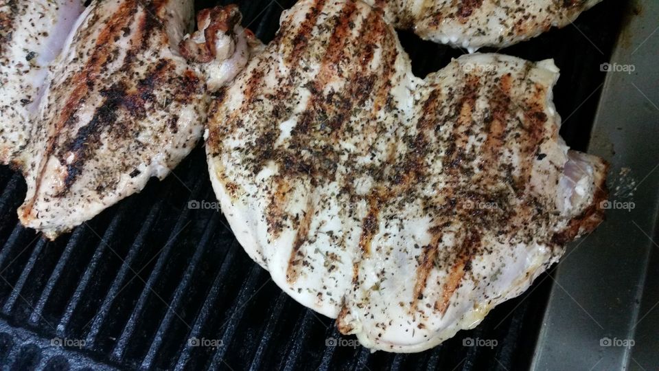 chicken on the grill.