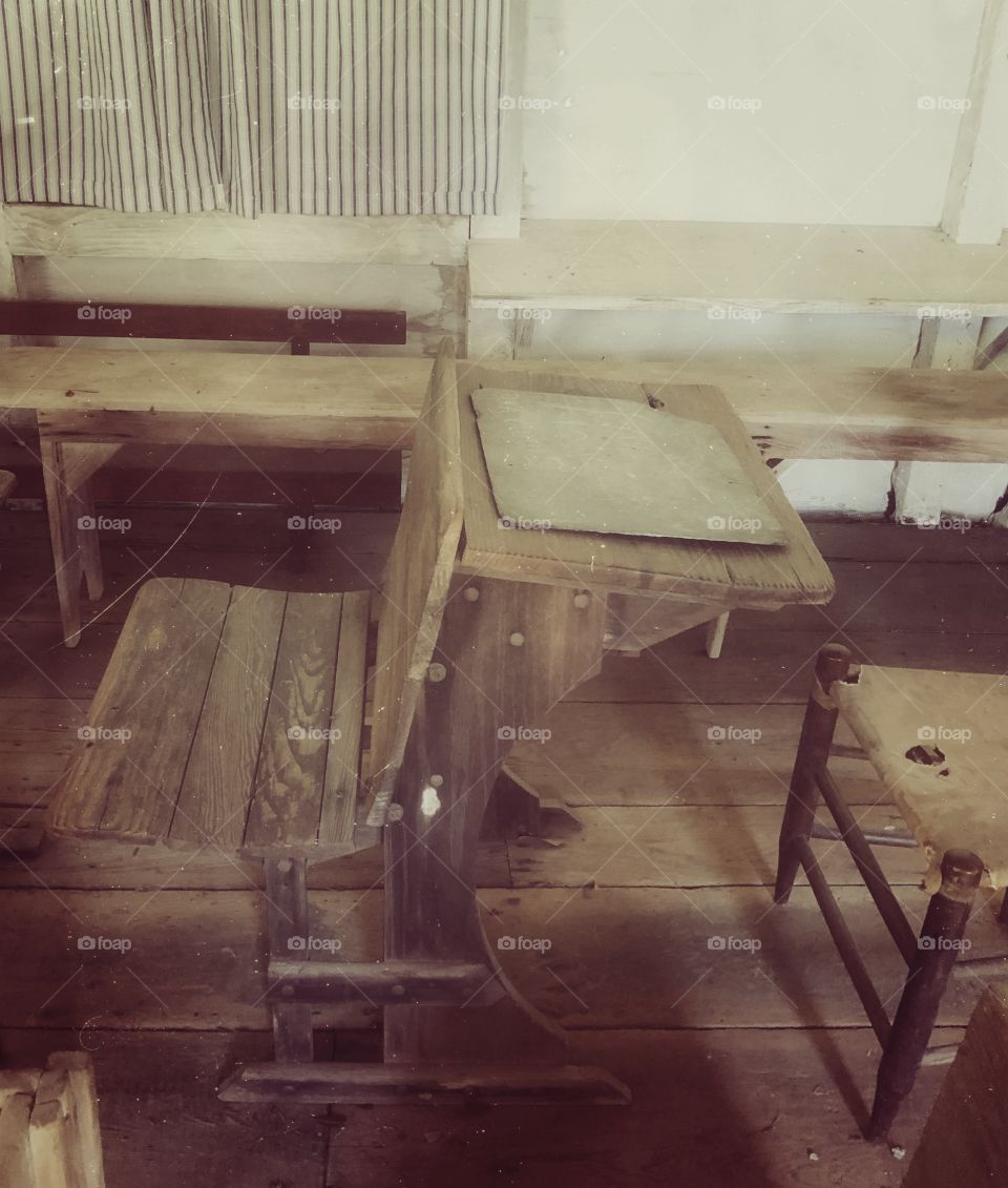 Old school desk at a school on a plantation 