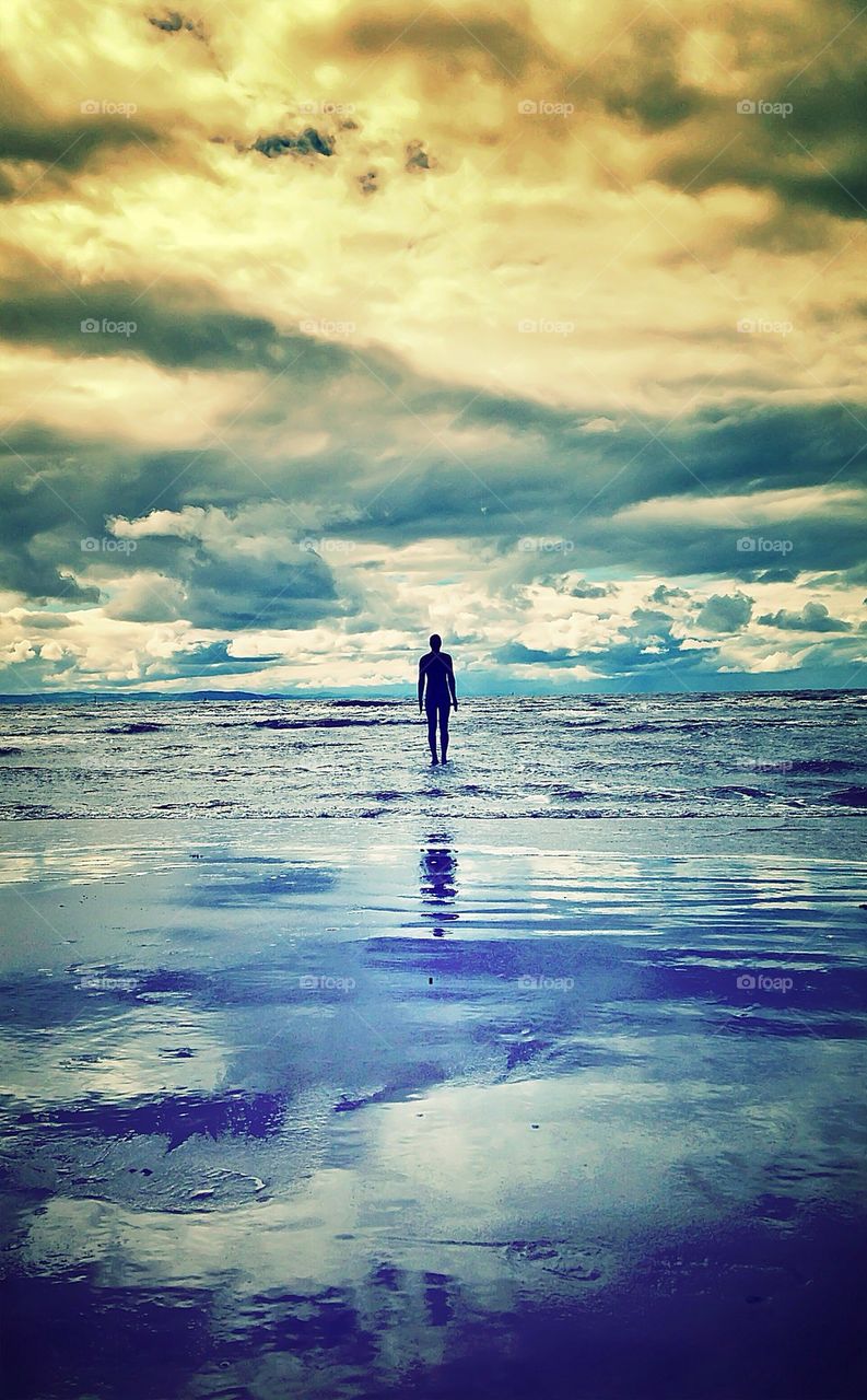 Silhouette of a person on beach