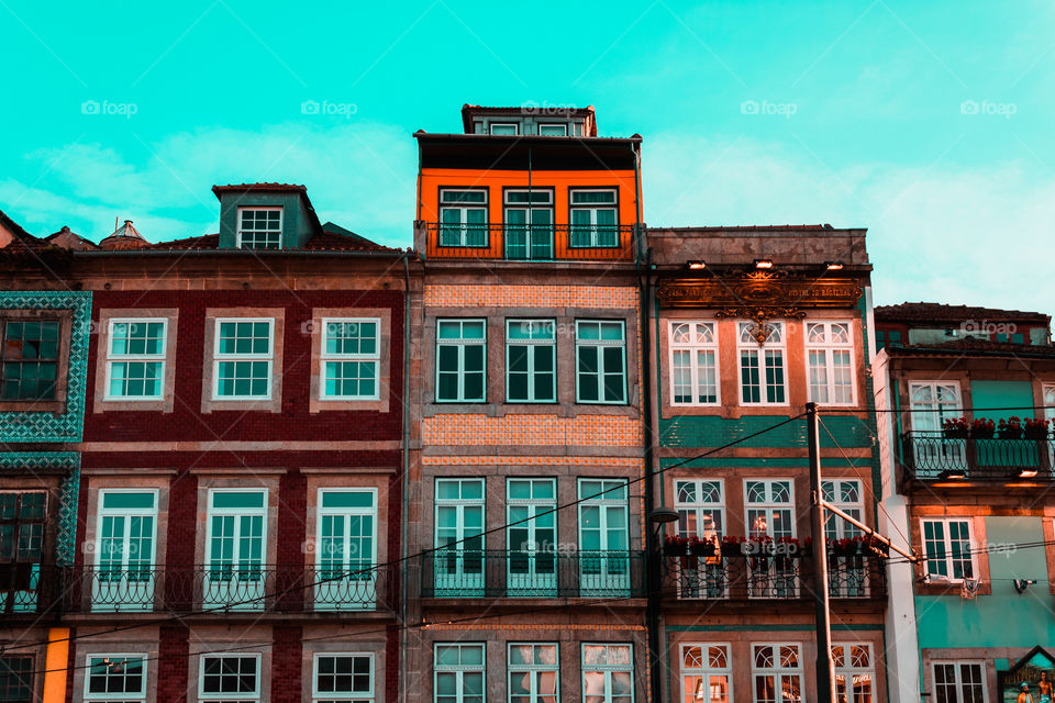 Colorful houses of downtown Porto, old, cozy and iconic.