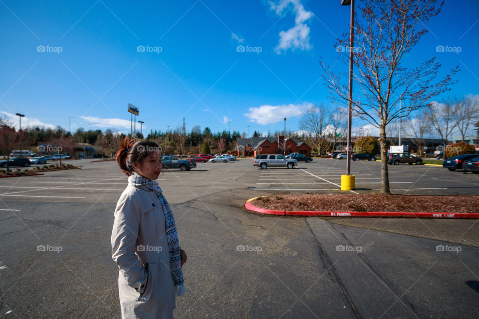 Girl in parking lot 